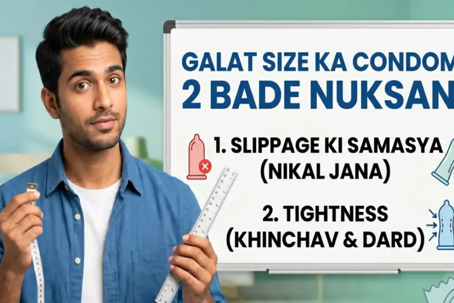 Galat Size Ka Condom Lagane Ke Nuksan (Slippage aur Tightness Ki Samasya) 2 galat size ka condom